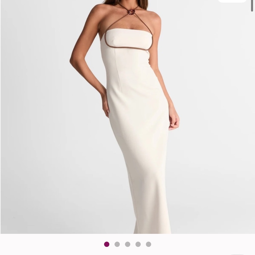 Elegant cream halter neck dress